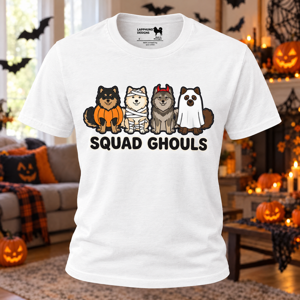 Finnish Lapphund Squad Ghouls Halloween T-Shirt Finnish Lapphund t-shirt