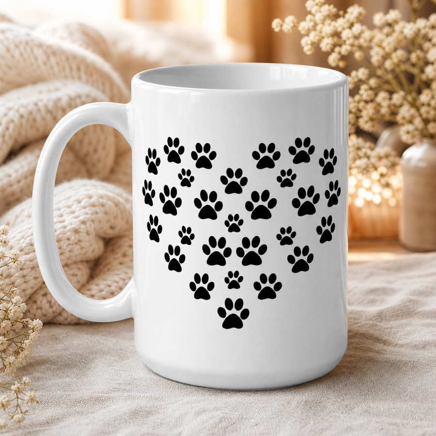 Finnish Lapphund Mug Paw Print Heart Dog Lover Gift Finnish Lapphund ceramic mug