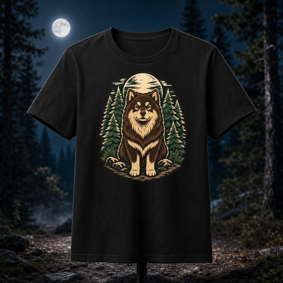 Finnish Lapphund Moonlit Forest T-Shirt Finnish Lapphund t-shirt