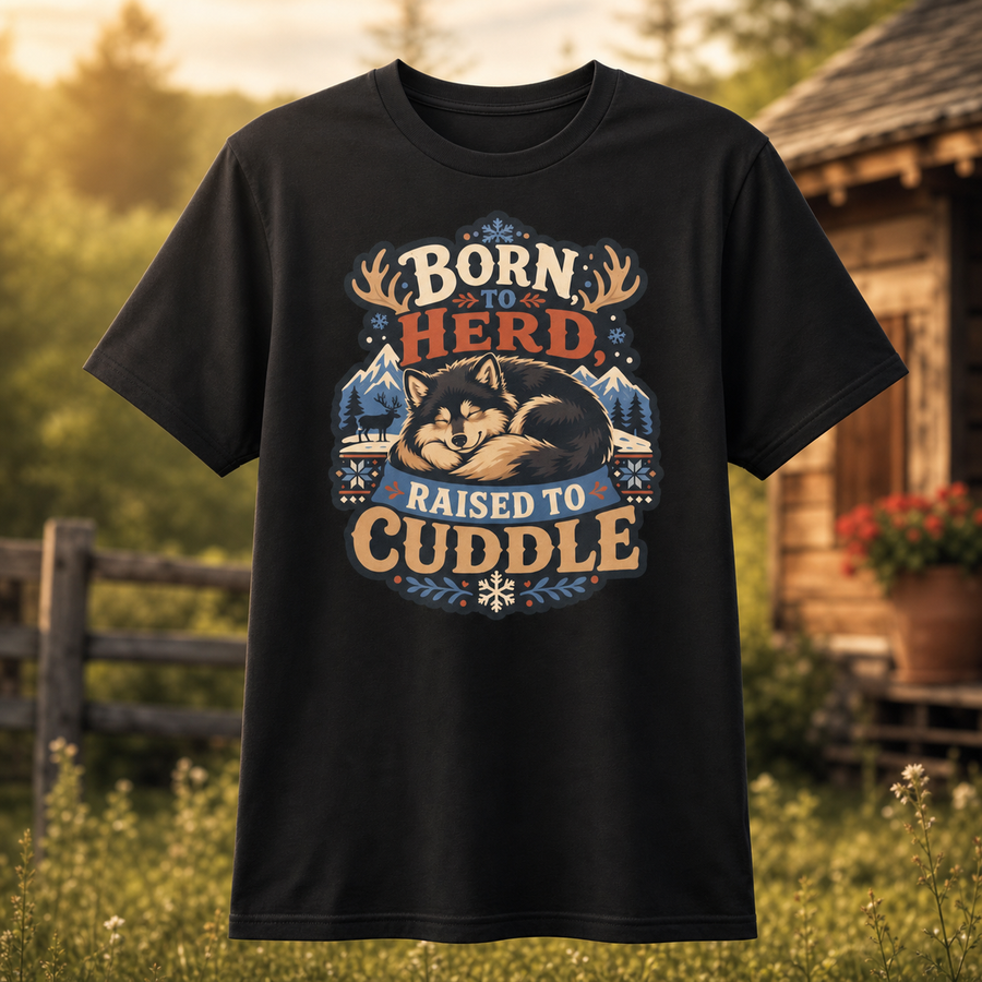 Finnish Lapphund Born To Herd Raised To Cuddle T-Shirt Finnish Lapphund t-shirt