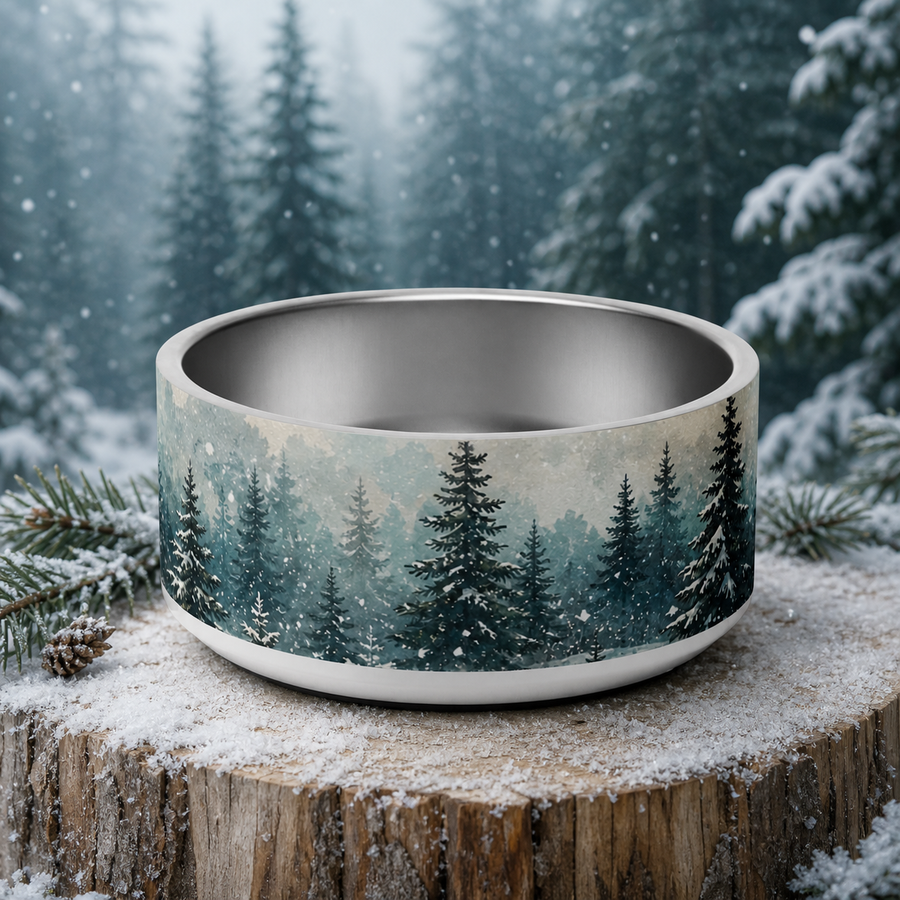 First Snow Forest Finnish Lapphund 32oz dog bowl