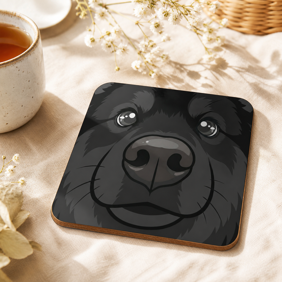 Finnish Lapphund Black Face Cork-Back Coaster Finnish Lapphund cork-back coaster