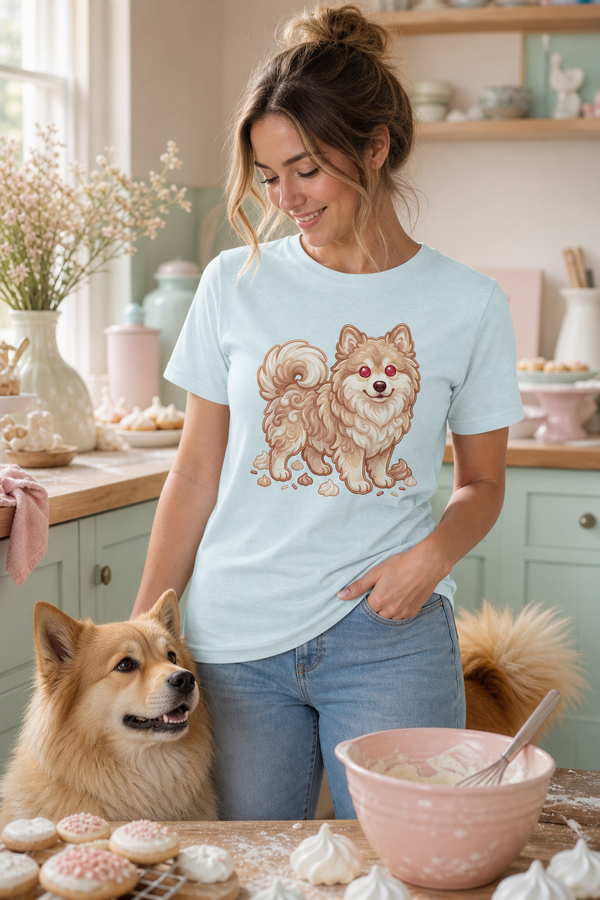 Finnish Lapphund Sweet Meringue T-Shirt Finnish Lapphund t-shirt worn, lifestyle photo