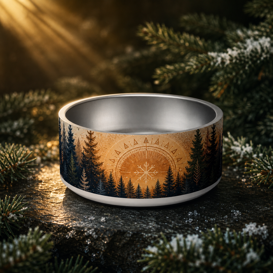 Solstice Spruce Finnish Lapphund 32oz dog bowl