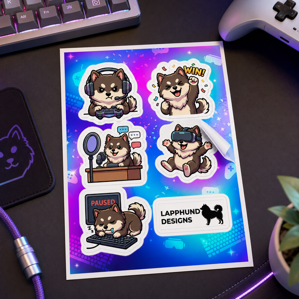 Individual peel detail of the Finnish Lapphund Gaming & Streaming Sticker Sheet – Gamer, VR & Creator Designs Finnish Lapphund sticker sheet