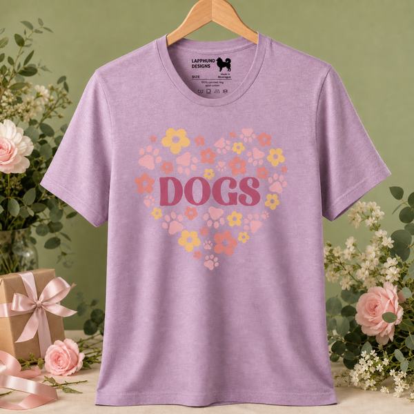 Floral Dogs Heart Finnish Lapphund T-Shirt - Paws & Flowers Finnish Lapphund t-shirt