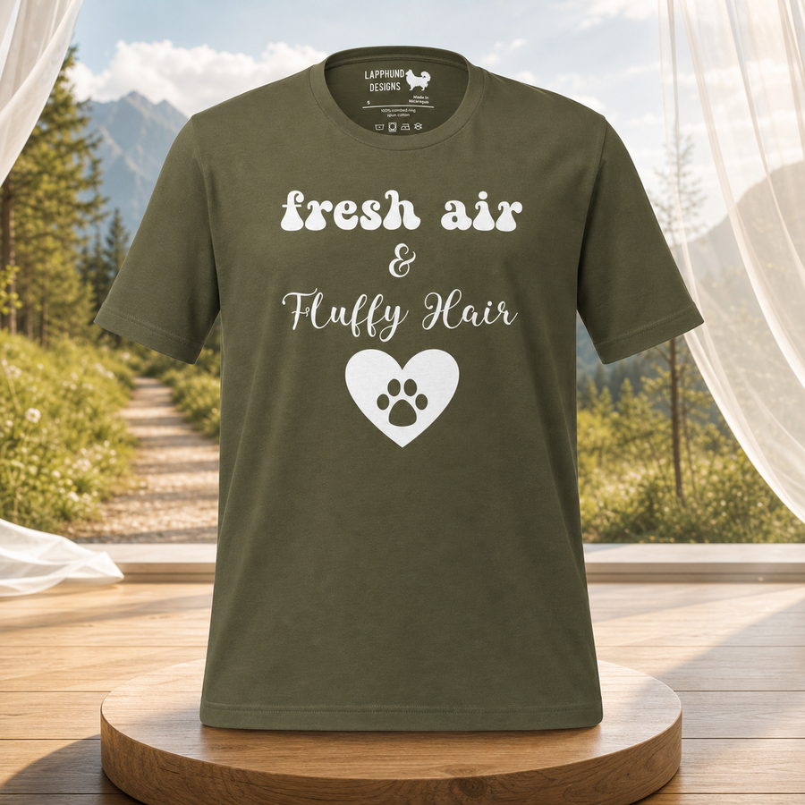 Fresh Air & Fluffy Hair Finnish Lapphund T-Shirt - Dog Lover Tee Finnish Lapphund t-shirt