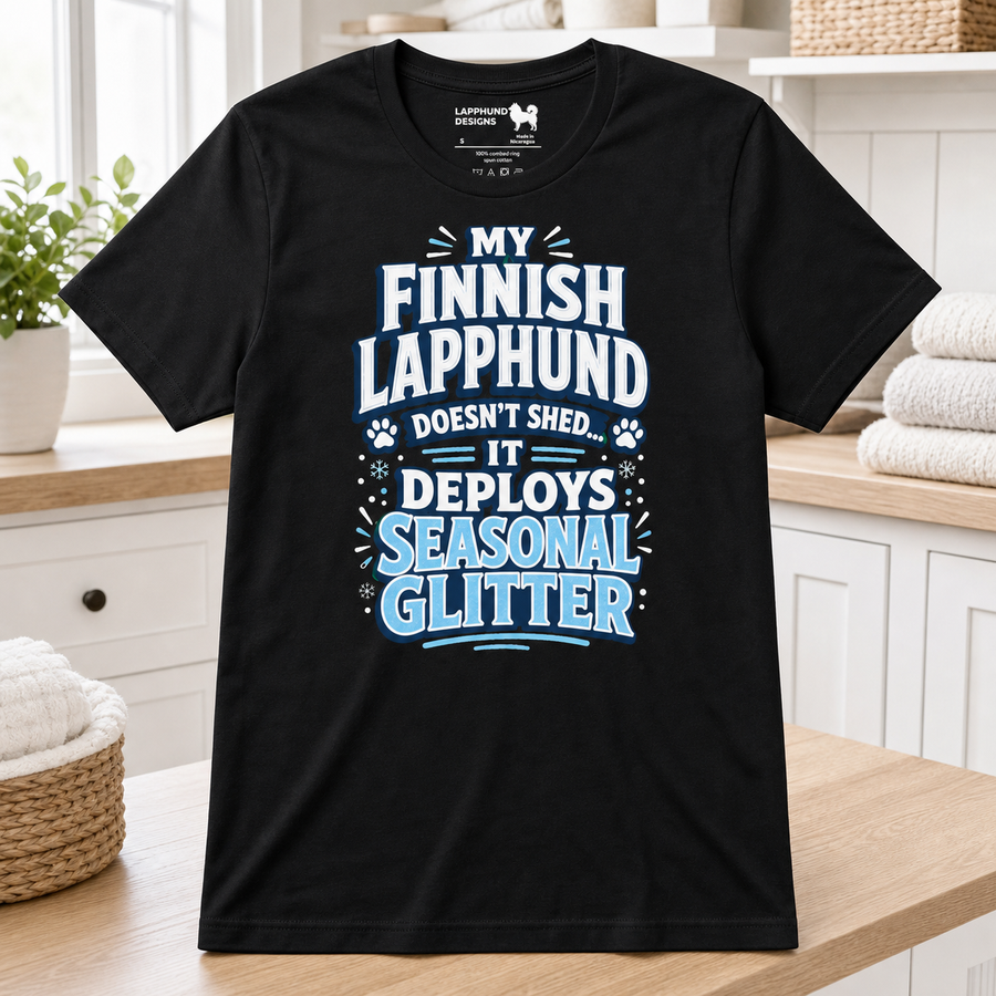 Finnish Lapphund Seasonal Glitter T-Shirt Finnish Lapphund t-shirt