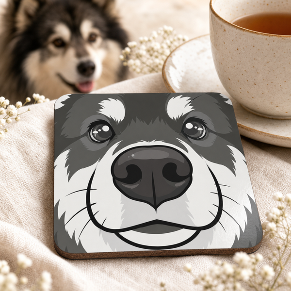 Finnish Lapphund Wolf Sable Face Cork-Back Coaster Finnish Lapphund cork-back coaster