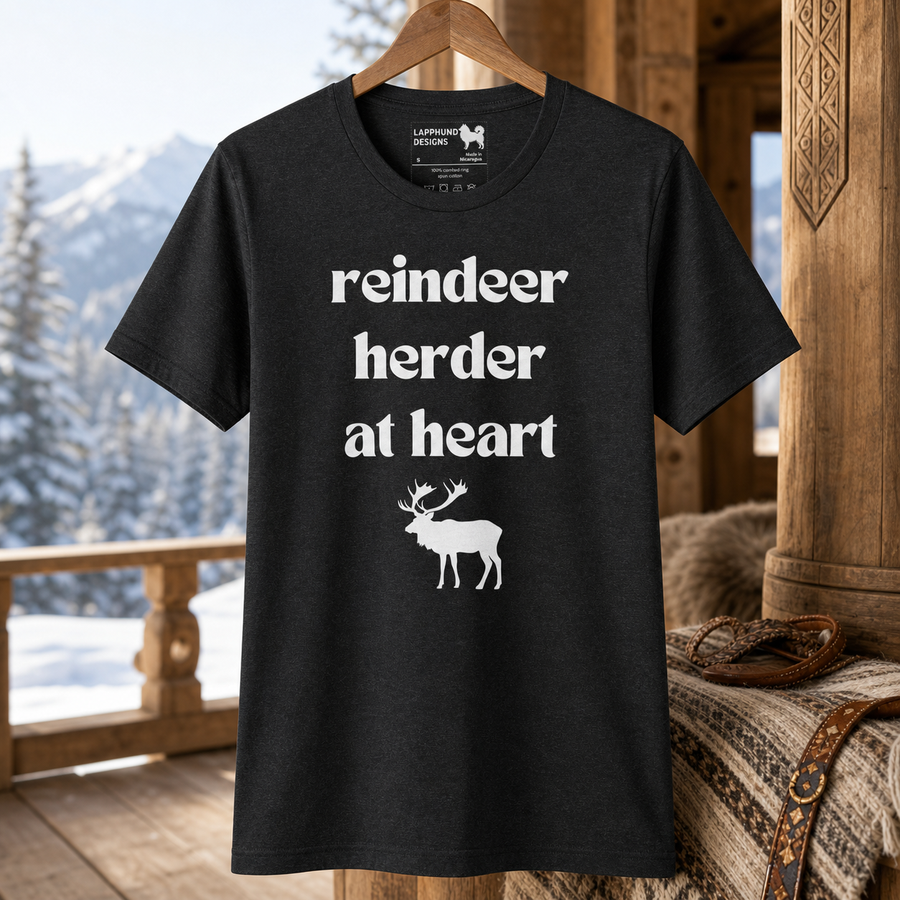 Reindeer Herder at Heart Finnish Lapphund T-Shirt Finnish Lapphund t-shirt