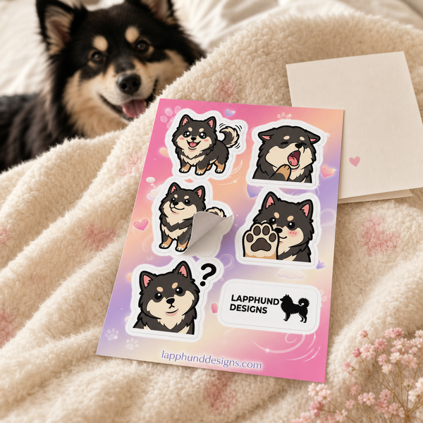 Individual peel detail of the Finnish Lapphund Cute Expressions Sticker Sheet – Happy, Curious & Playful Designs Finnish Lapphund sticker sheet