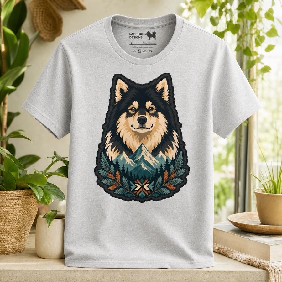 Finnish Lapphund Nordic Mountain Crest T-Shirt Finnish Lapphund t-shirt