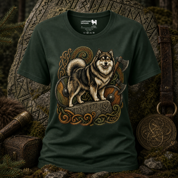 Finnish Lapphund Viking Warrior Runestone T-Shirt Finnish Lapphund t-shirt