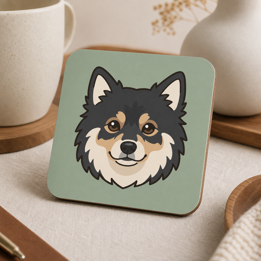 Finnish Lapphund Head Portrait Icon Cork-Back Coaster Finnish Lapphund cork-back coaster