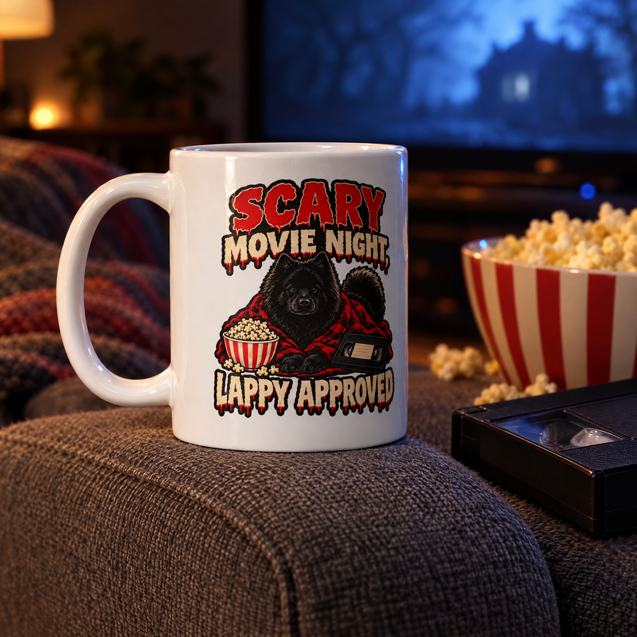 Finnish Lapphund Scary Movie Night Halloween Mug Finnish Lapphund ceramic mug