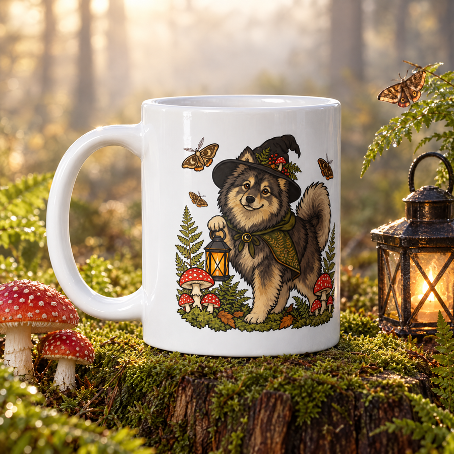 Finnish Lapphund Forest Familiar Halloween Mug Finnish Lapphund ceramic mug