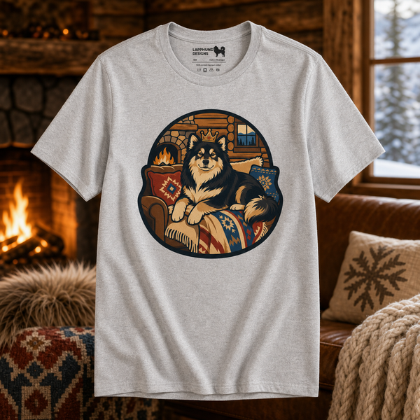 Finnish Lapphund Cozy Cabin King T-Shirt Finnish Lapphund t-shirt