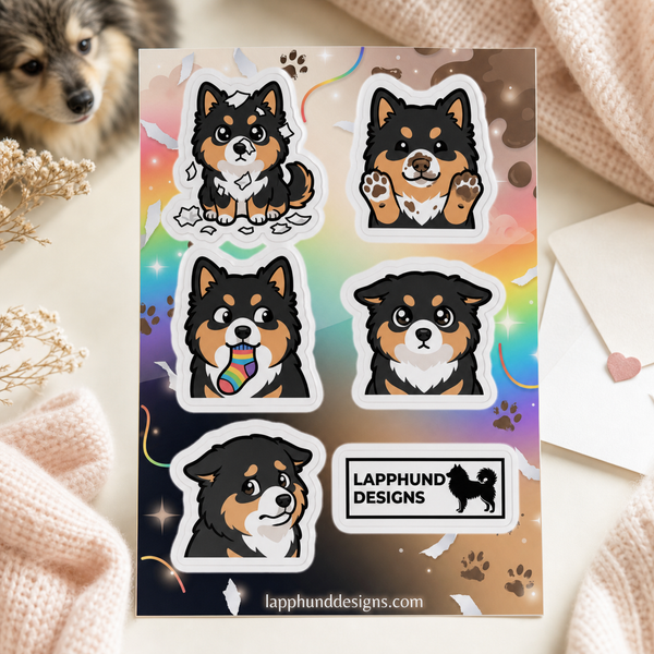 Finnish Lapphund Goofy Puppy Sticker Sheet – Playful Reactions, Silly Faces & Fun Expressions Finnish Lapphund sticker sheet