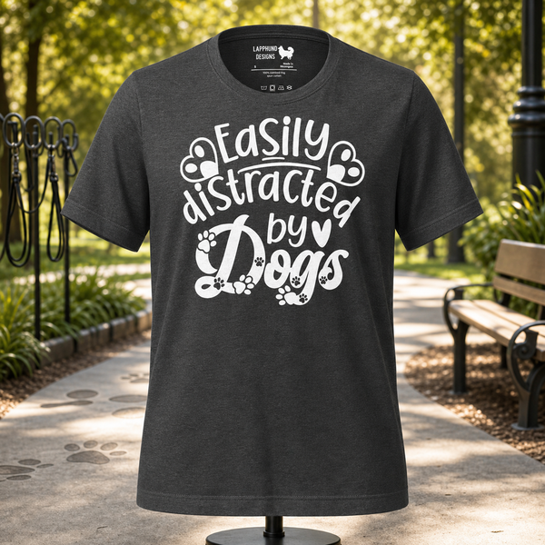 Easily Distracted by Dogs Finnish Lapphund T-Shirt Finnish Lapphund t-shirt