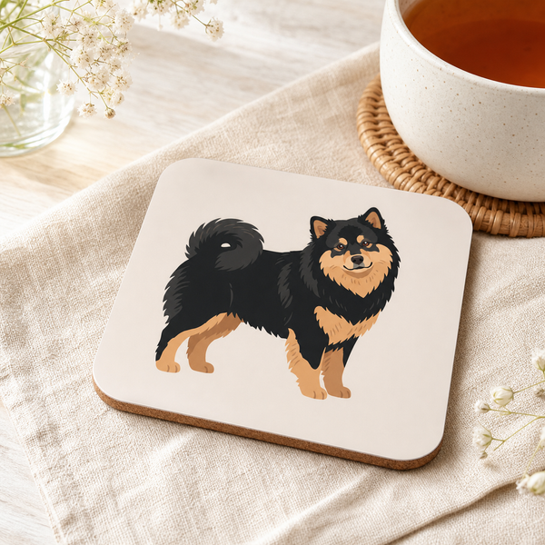 Finnish Lapphund Classic Full-Body Illustration Cork-Back Coaster Finnish Lapphund cork-back coaster