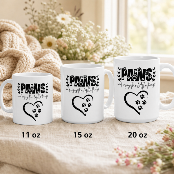 Finnish Lapphund Mug Paws Enjoy Little Things Nordic Gift Finnish Lapphund mug size lineup, 11oz 15oz and 20oz