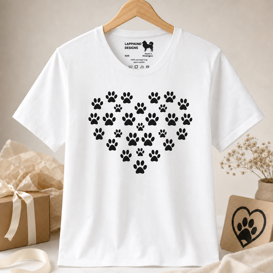 Paw Print Heart Finnish Lapphund T-Shirt for Dog Lovers Finnish Lapphund t-shirt