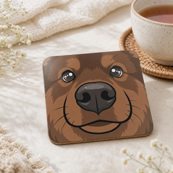 Finnish Lapphund Brown Face Cork-Back Coaster Finnish Lapphund cork-back coaster