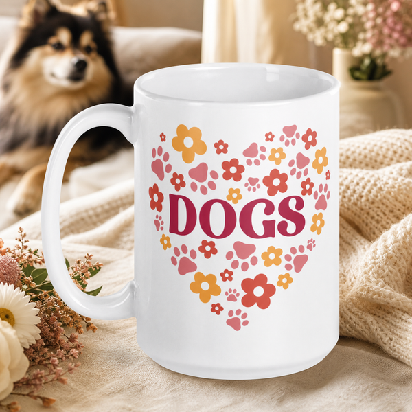 Finnish Lapphund Mug Dogs Heart Floral Nordic Pet Gift Finnish Lapphund ceramic mug