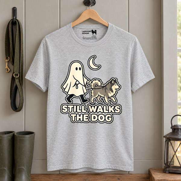Finnish Lapphund Still Walks the Dog Halloween T-Shirt Finnish Lapphund t-shirt