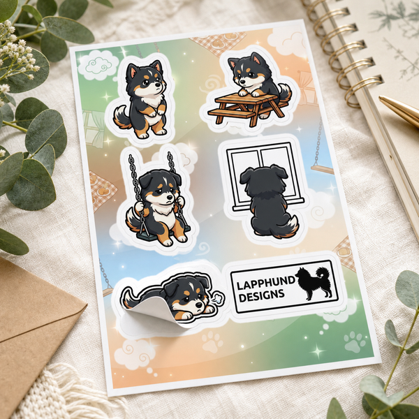 Individual peel detail of the Finnish Lapphund Waiting Moments Sticker Sheet β Quiet Time, Lonely Days & Gentle Emotions Finnish Lapphund sticker sheet