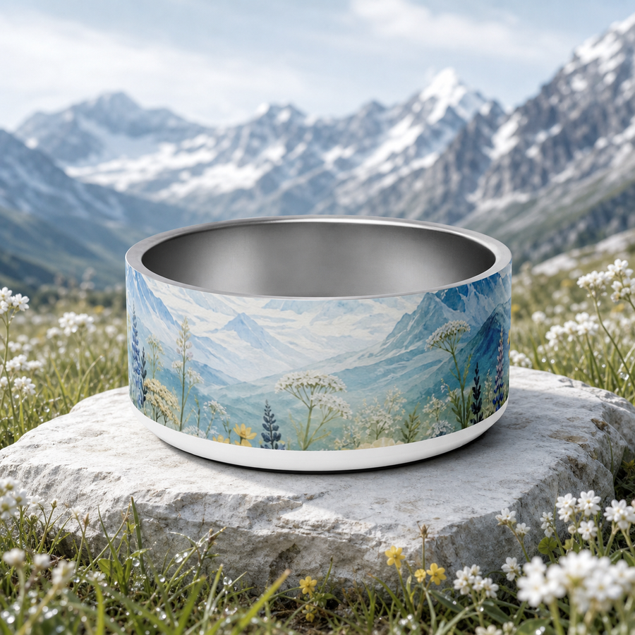 Glacier Meadow Finnish Lapphund 32oz dog bowl