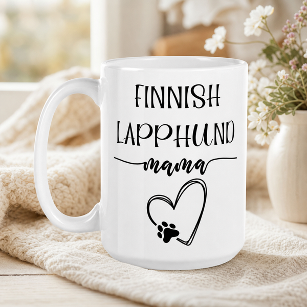 Finnish Lapphund Mug Lappie Mama Heart Nordic Pet Gift Finnish Lapphund ceramic mug