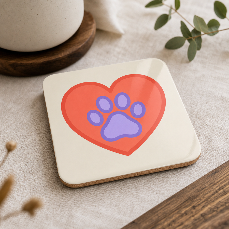 Finnish Lapphund Paw Heart Icon Cork-Back Coaster Finnish Lapphund cork-back coaster