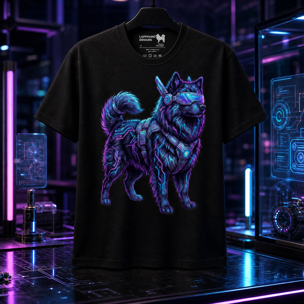 Finnish Lapphund Futuristic Cyber Tech Neon T-Shirt Finnish Lapphund t-shirt
