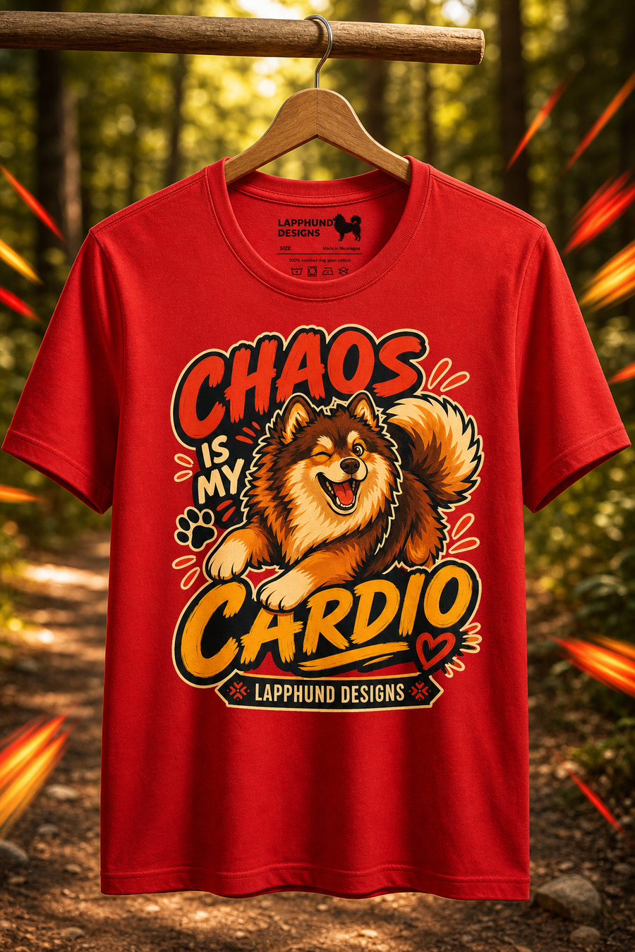 Finnish Lapphund Chaos Is My Cardio T-Shirt Finnish Lapphund t-shirt