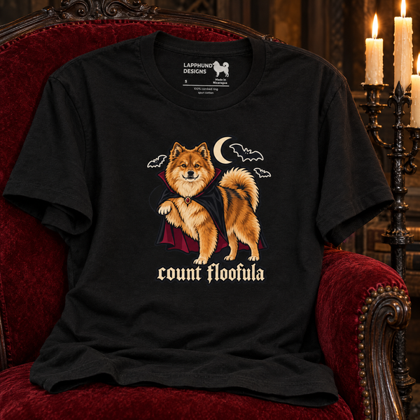 Finnish Lapphund Count Floofula Vampire Halloween T-Shirt Finnish Lapphund t-shirt