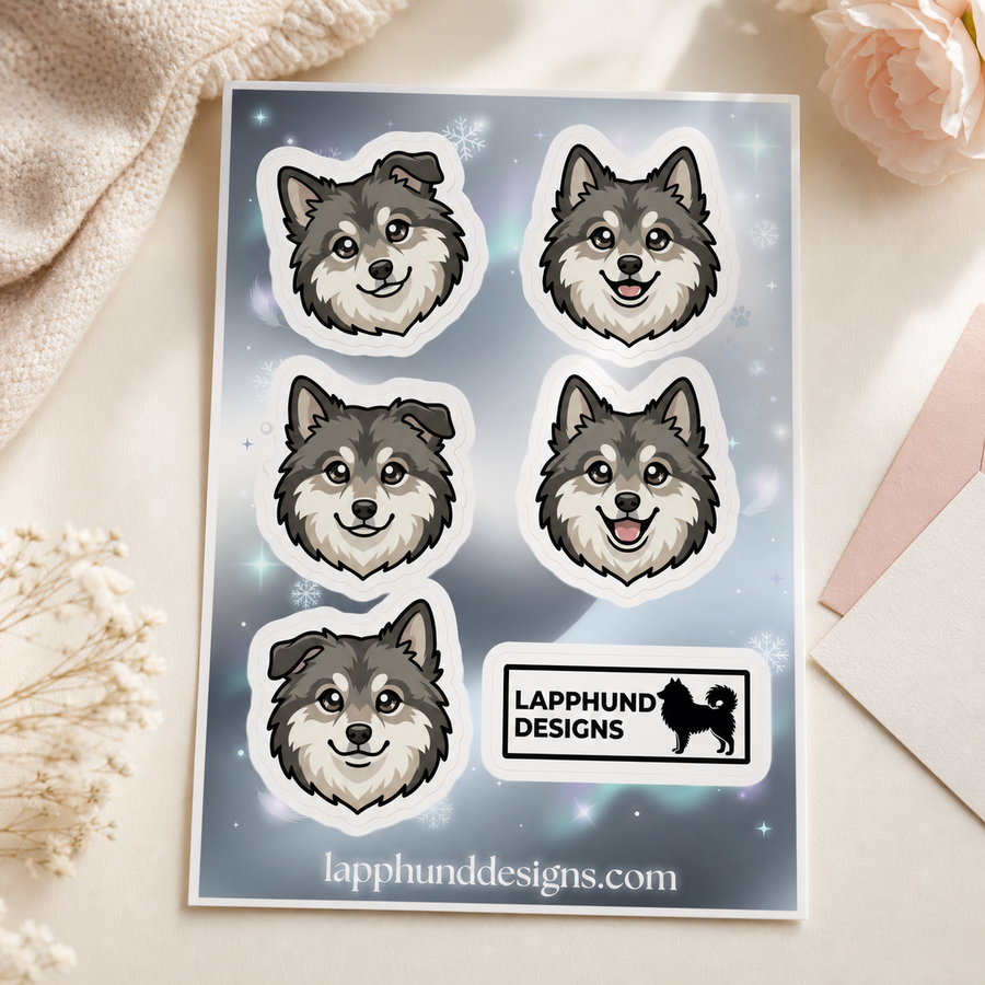 Finnish Lapphund Gentle Smiles Sticker Sheet – Soft Puppy Faces & Sweet Everyday Expressions Finnish Lapphund sticker sheet