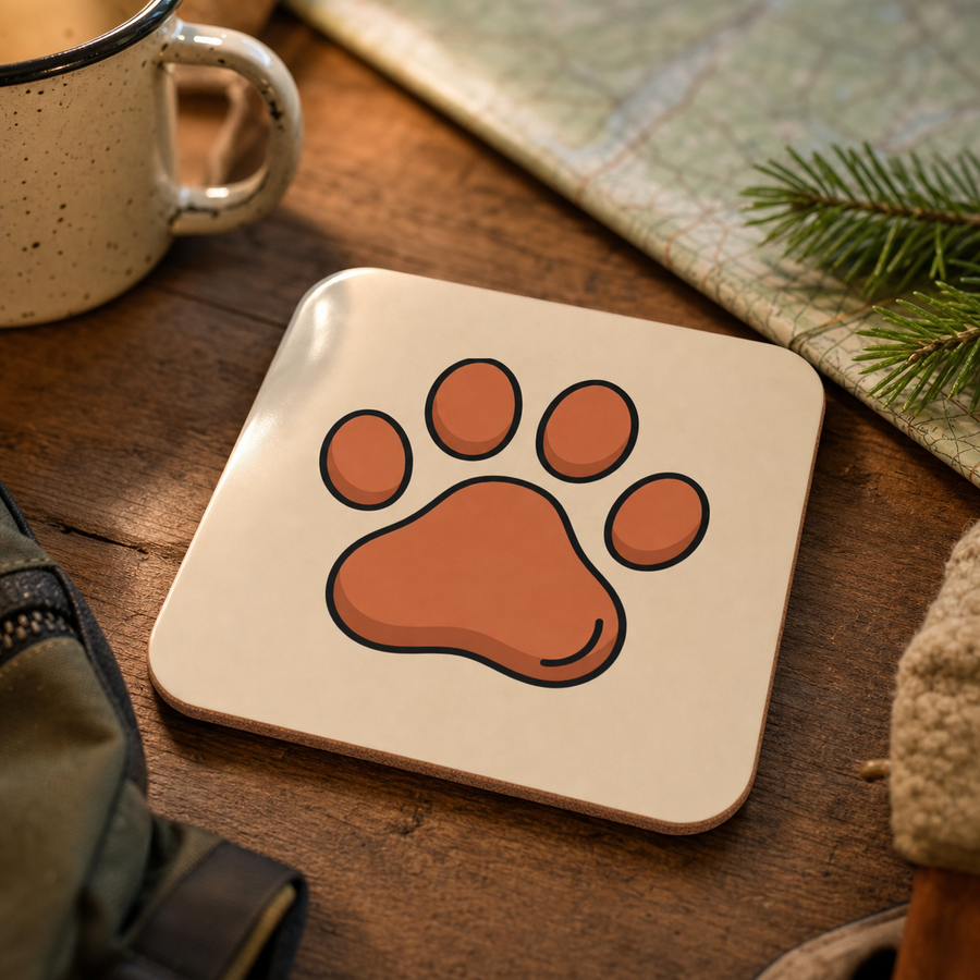 Finnish Lapphund Paw Print Cork-Back Coaster Finnish Lapphund cork-back coaster