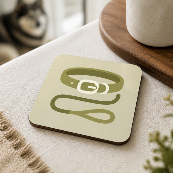 Finnish Lapphund Collar & Leash Icon Cork-Back Coaster Finnish Lapphund cork-back coaster