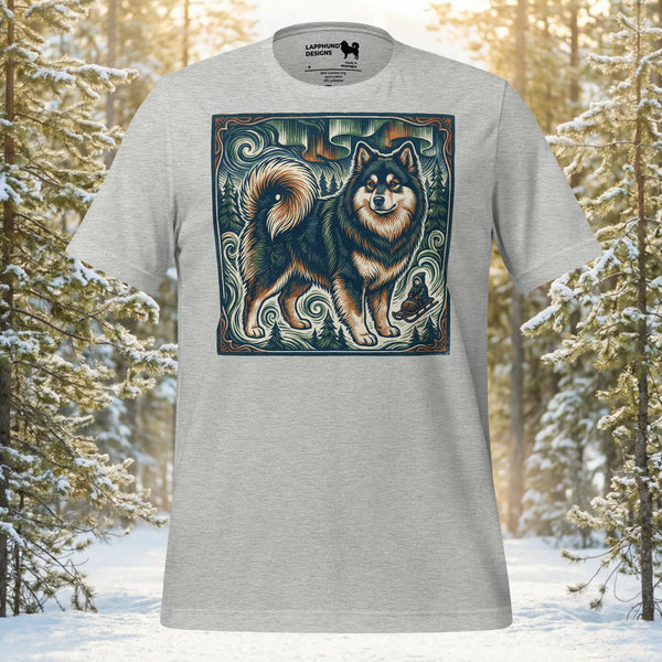 Finnish Lapphund forest spirit t-shirt with mystical Nordic woodland dog artwork