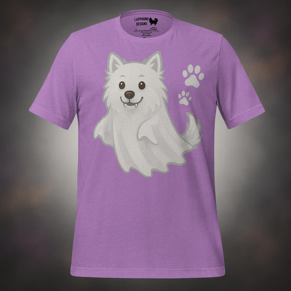 Ghost pup Finnish Lapphund Halloween t-shirt in purple