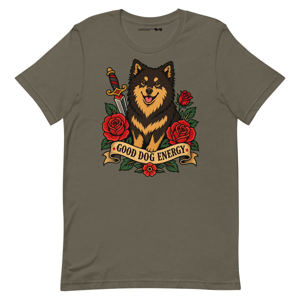 Finnish Lapphund Good Dog Energy Tattoo T-Shirt | Lapphund Designs