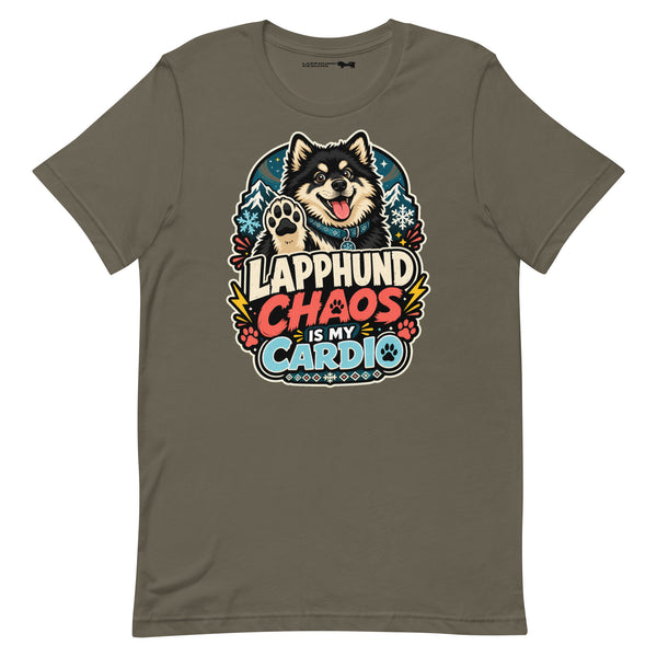 Finnish Lapphund Chaos Is My Cardio T-Shirt | Lapphund Designs