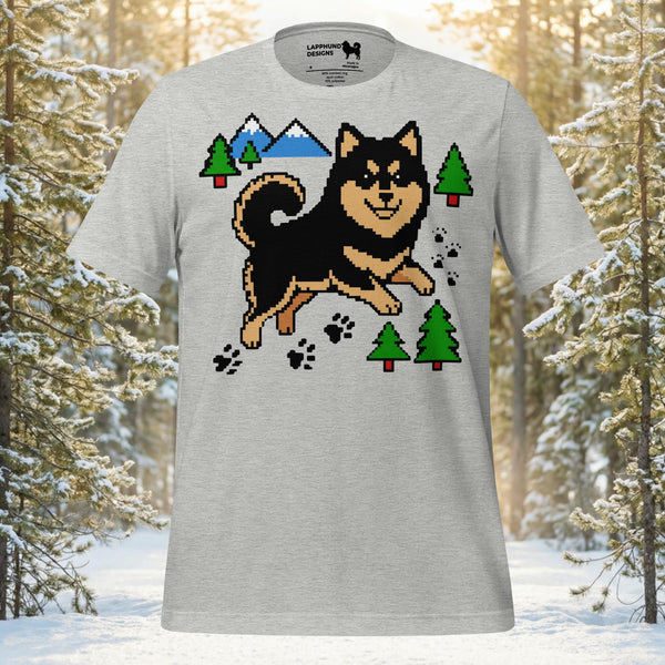 Finnish Lapphund Pixel Trail T-Shirt | Lapphund Designs