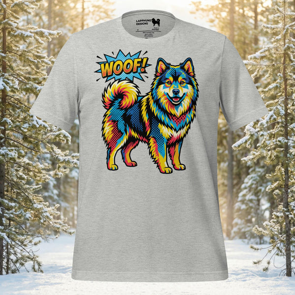 Finnish Lapphund Colorburst Woof Tee | Lapphund Designs