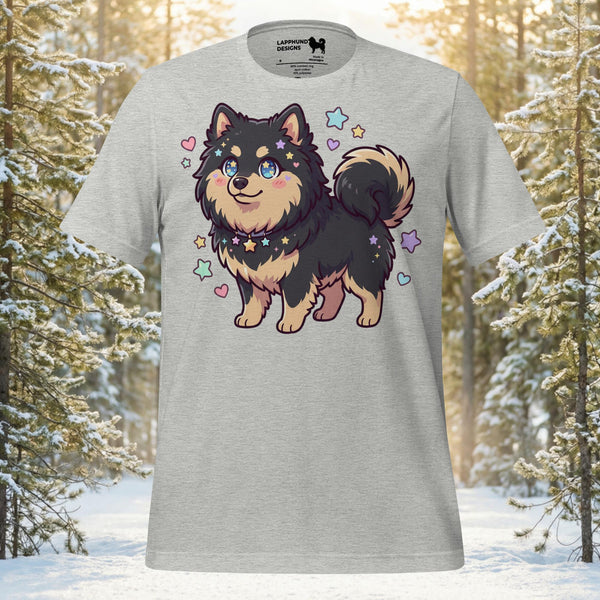 Finnish Lapphund Chibi Starry Sparkle Cute Illustration T-Shirt | Lapphund Designs