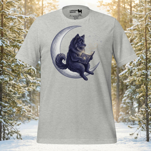 Finnish Lapphund Crescent Moon Night Magic Illustration T-Shirt | Lapphund Designs