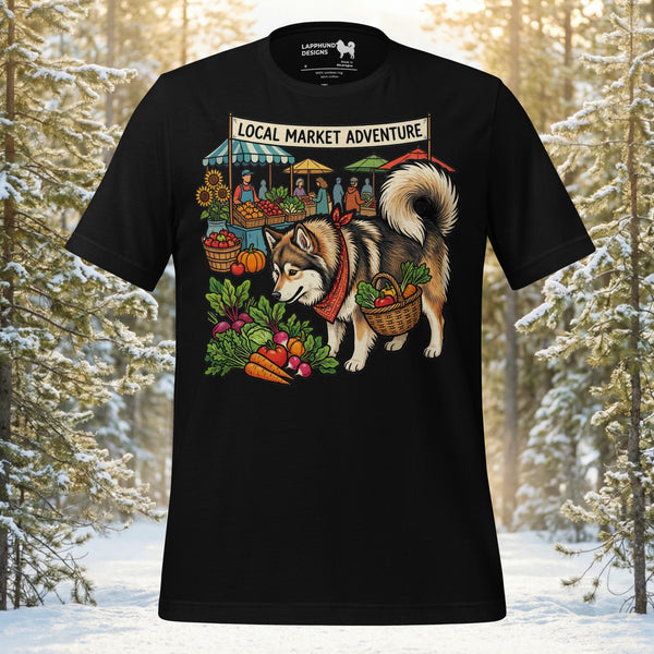 Finnish Lapphund Local Market Adventure Heritage Graphic T-Shirt | Lapphund Designs