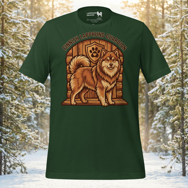 Finnish Lapphund Guardian Doorway Home Protector Illustration T-Shirt | Lapphund Designs