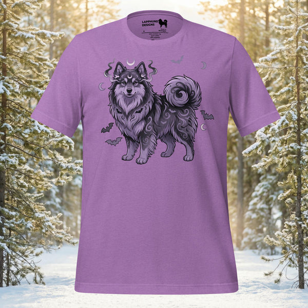 Finnish Lapphund Midnight Moon Bat Magic Graphic T-Shirt | Lapphund Designs